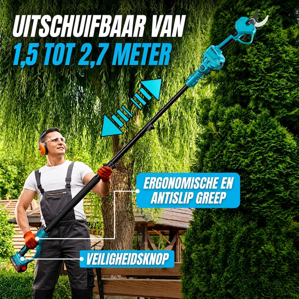 Telescoopsteel voor snoeien en zagen op hoogte